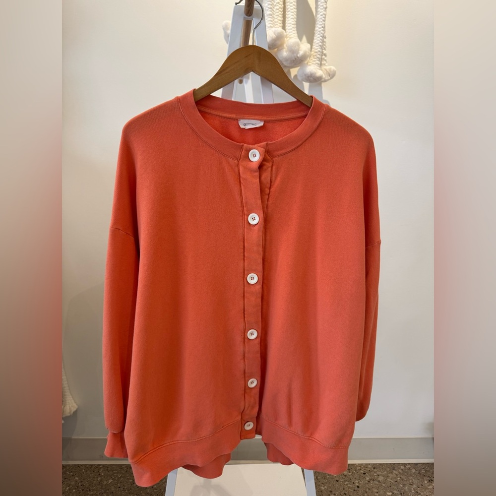 Women's Orange Button-Up Sweater